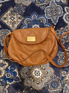Marc by Marc Jacobs Tan Pebbled Leather Crossbody with Gold Plaque